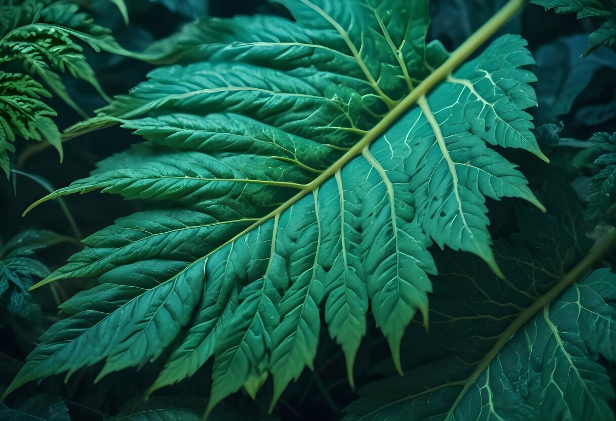 Wunderschönes, grünes, großes Blatt in Nahaufnahme