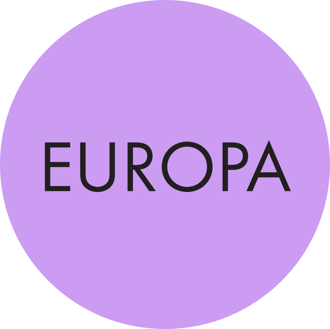 Schwarzes, rundes Logo mit dem weißen Schriftzug "Europa"  
