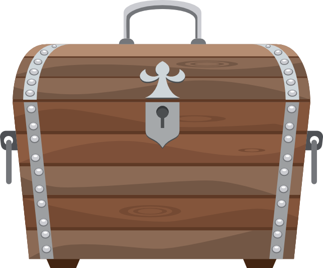 Hölzerne Truhe mit Silberbeschlägen