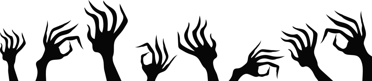 Eine Reihe gruseliger Hände, die nach oben greifen