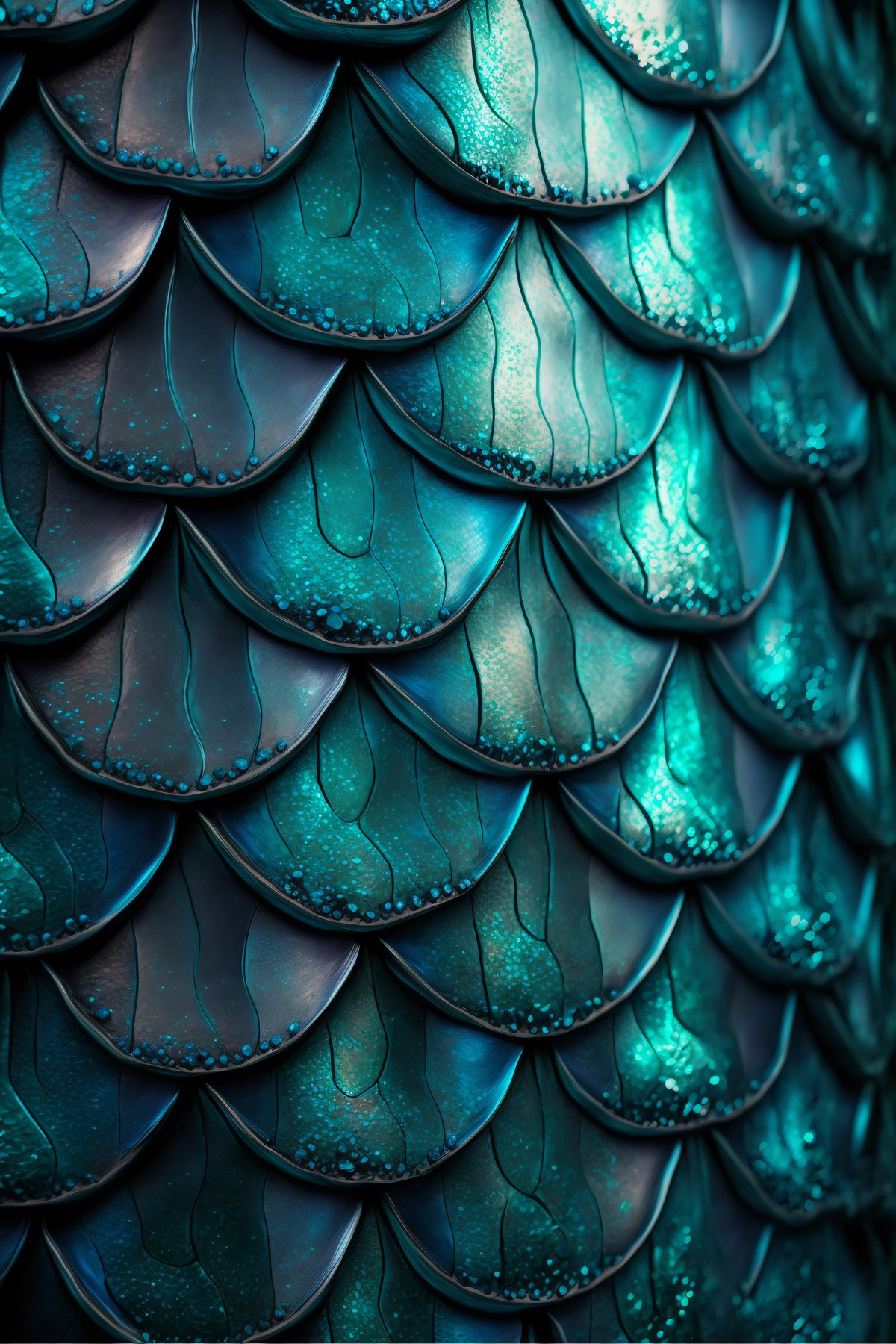 Nahaufnahme von smaragdgrünen Schuppen